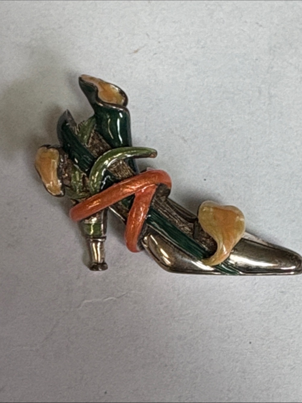 Kenneth Jay Lane Enamel High Heel Shoe Brooch stamped 925